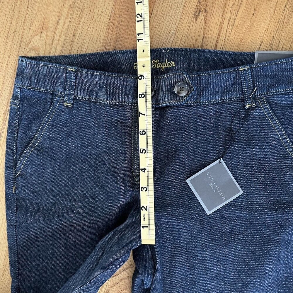 ANN TAYLOR Jeans Women’s 8P Blue Dark Wash Cropped Wide Leg Lindsay Waist - Picture 5 of 7